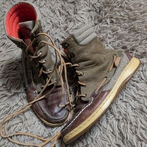Men's Brown and Tan High-Top Boots